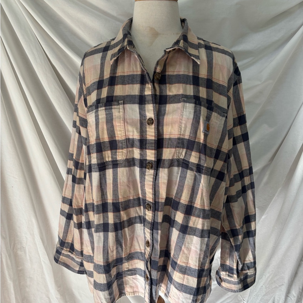 Carhartt Rugged Flex Plaid Flannel Button Up Shirt 3X plus women’s - Picture 5 of 5